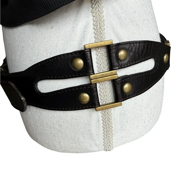 Linea Pelle Black Leather Belt Solid Brass Buckle Large NWOT - Picture 5 of 13